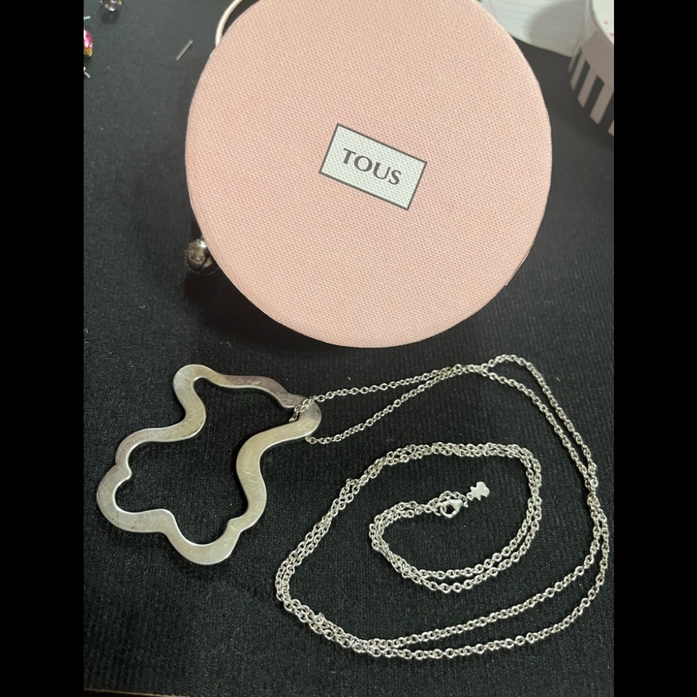 TOUS Sterling Silver Teddy Bear Necklace and Charm